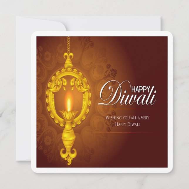 Elegant Happy Diwali Festival Greetings Card (Front)