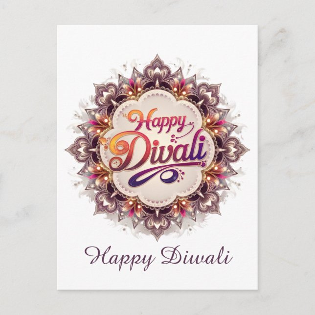 Elegant Happy Diwali Festival of Light Holiday Postcard (Front)