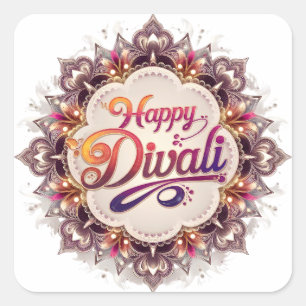 Elegant Happy Diwali Festival of Light Square Sticker