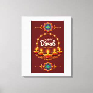 Elegant Happy Diwali Mandala Greeting Design Canvas Print