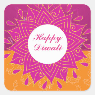 Elegant Happy Diwali Square Sticker