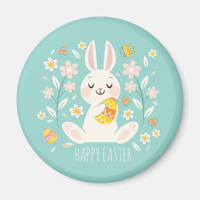 Elegant Happy Easter Bunny | Magnet (Front)
