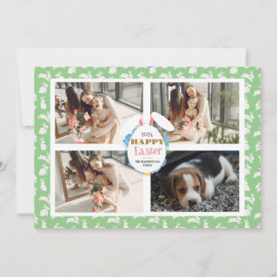 Elegant happy Easter Ears Eggs Family photo Holiday Card