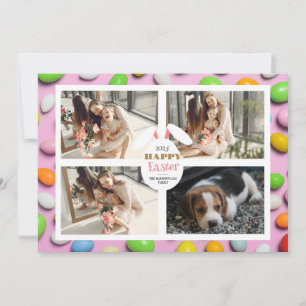 Elegant happy Easter Ears Eggs Family photo Holiday Card