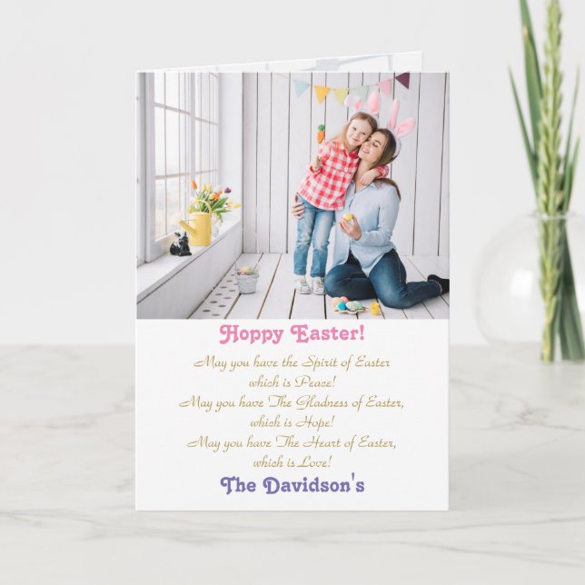 Elegant Happy Easter Family Photos Card (Front)