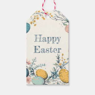 Elegant Happy Easter Floral Gift Tags