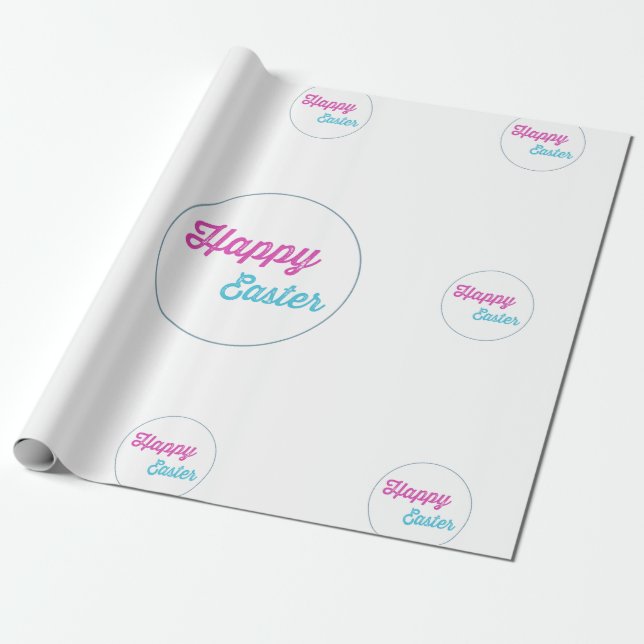 Elegant "Happy Easter" Seamless Pattern Wrapping Paper (Unrolled)