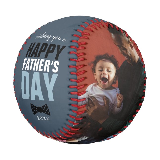 Elegant Happy Father's Day Family Photos Bowtie Baseball (Angled)