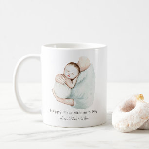 Elegant Happy First Mother's Day Cute Watercolor Coffee Mug