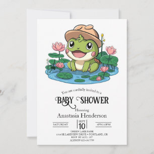Elegant Happy Frog Baby Shower Invitation