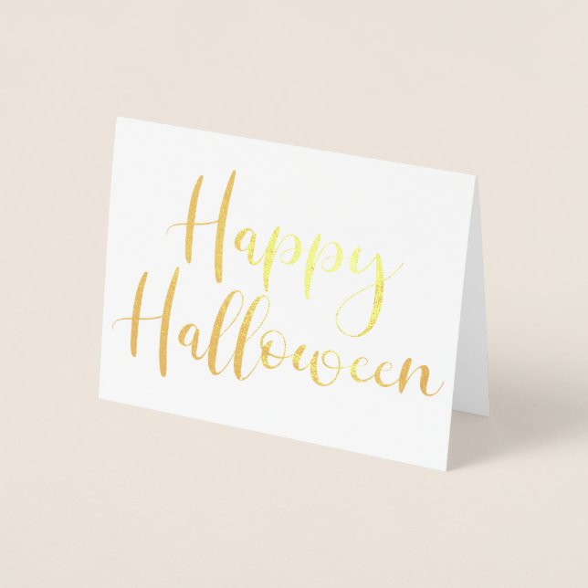 Elegant Happy Halloween Boo Typography Foil Card (Front)