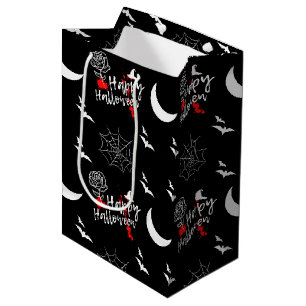 Elegant Happy Halloween Rose & Bats Medium Gift Bag