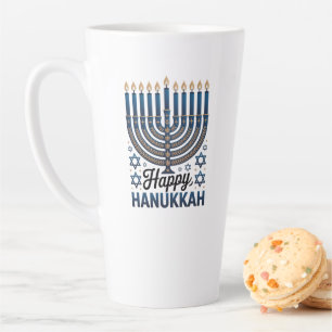 Elegant Happy Hanukka-Jewish Holiday Art Latte Mug