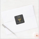 Elegant Happy Hanukkah Golden Menorah Square Sticker<br><div class="desc">Digital Art by Liliumdes.
Customise it with your details.</div>