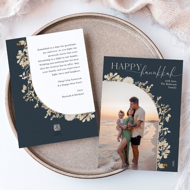 Elegant Happy Hanukkah Photo   Holiday Card (Creator Uploaded)