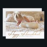 Elegant Happy Hanukkah | Rose Gold Photo Holiday Card<br><div class="desc">By Redefined Designs</div>