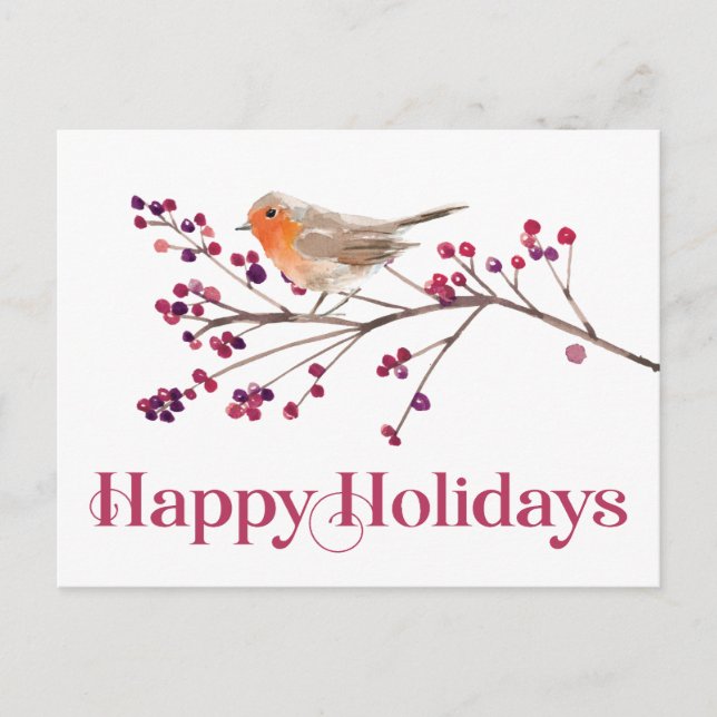 Elegant Happy Holiday  Announcement Postcard (Front)