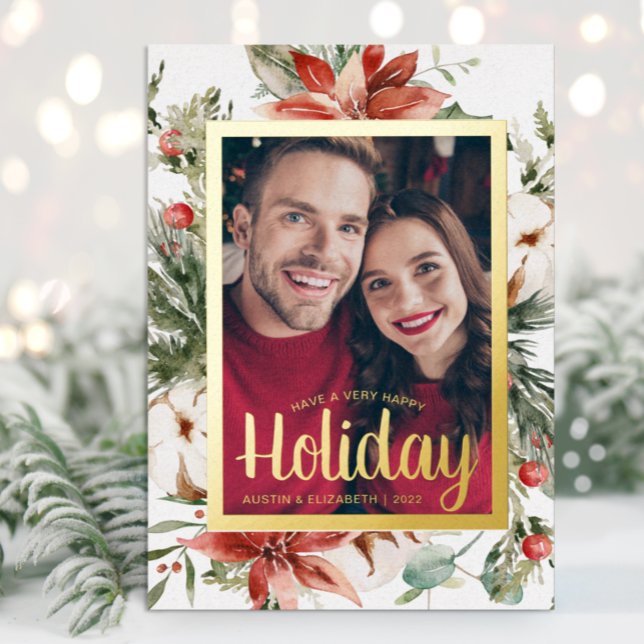 Elegant Happy Holiday Gold Foil Card (Creator Uploaded)