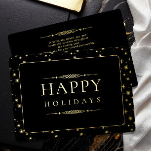 Elegant Happy Holidays Business Gold Foil Holiday Card