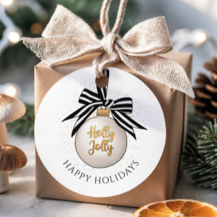 Elegant Happy Holidays Christmas Bauble Favour Tags