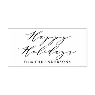 Elegant Happy Holidays Return Address Stamp