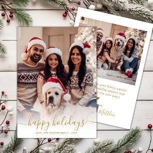 Elegant Happy Holidays Script 2 Photo Christmas  Holiday Card