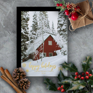 Elegant Happy Holidays Snowflakes Photo Foil Holiday Card