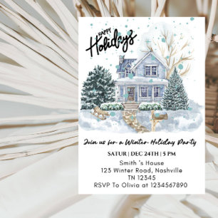 Elegant “Happy Holidays” Winter Party Invitation