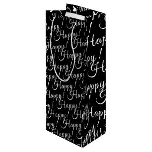 elegant HAPPY! lettering Wine Gift Bag