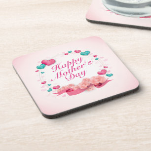 Elegant Happy Mother's Day Candy Hearts Coaster