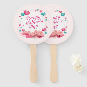 Elegant Happy Mother's Day Candy Hearts Hand Fan