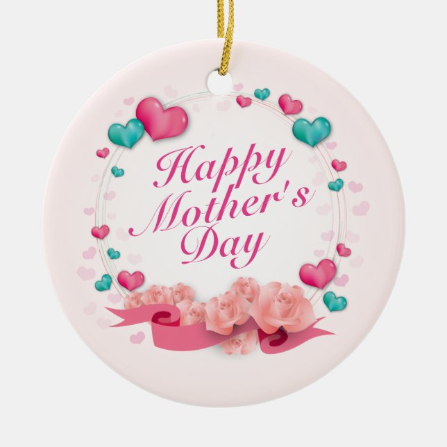Elegant Happy Mother's Day Candy Hearts Ornament (Front)