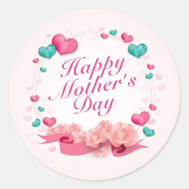Elegant Happy Mother's Day Candy Hearts Sticker (Front)
