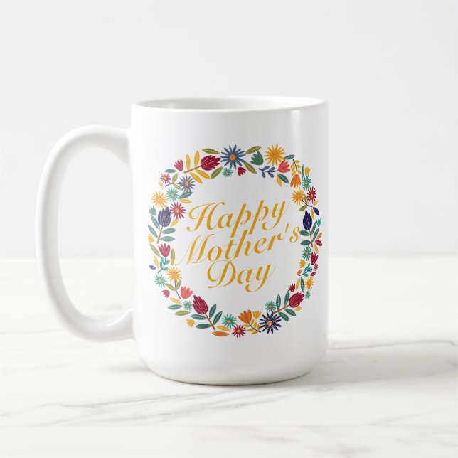 Elegant Happy Mother's Day Floral | Classic Mug (Left)