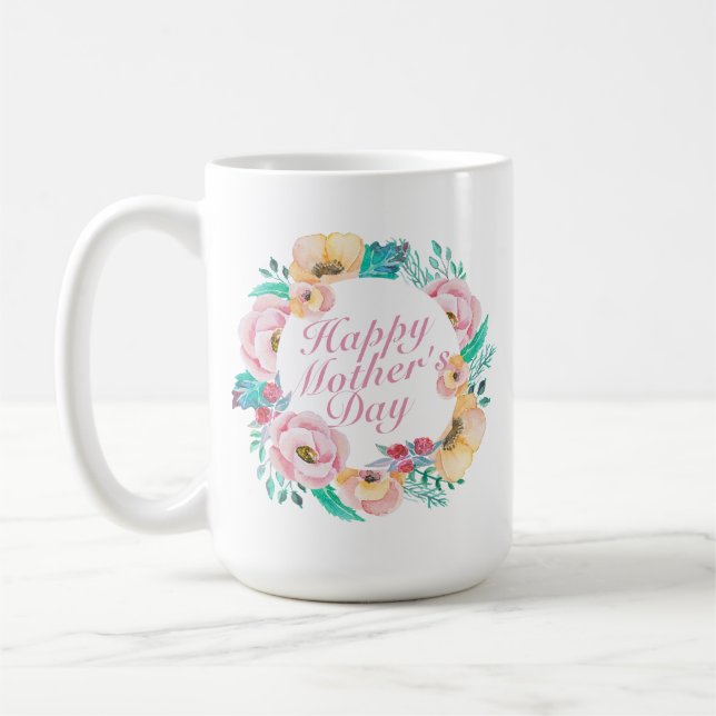 Elegant Happy Mother's Day Floral | Classic Mug (Left)