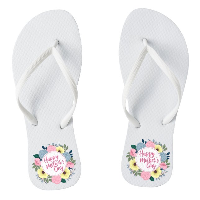 Elegant Happy Mother's Day Floral | Flip Flops (Footbed)