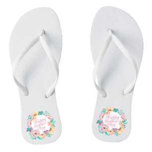 Elegant Happy Mother's Day Floral Flip Flops