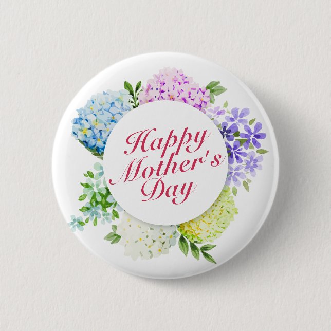 Elegant Happy Mother's Day Floral Frame Button (Front)