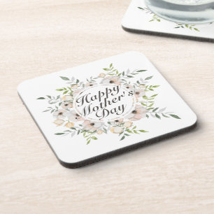 Elegant Happy Mother's Day Floral Frame Coaster