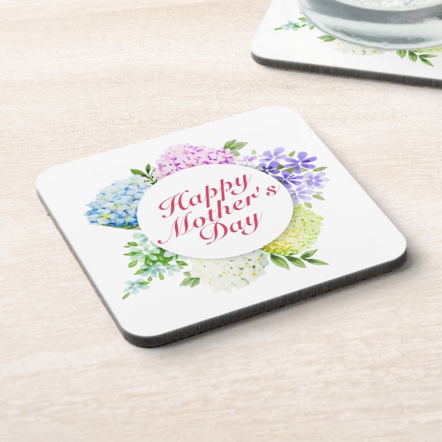 Elegant Happy Mother's Day Floral Frame Coaster (Left Side)
