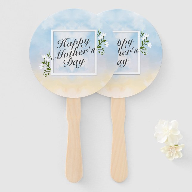 Elegant Happy Mother's Day Floral Frame Hand Fan (Front and Back)