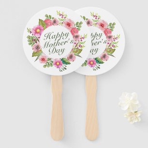 Elegant Happy Mother's Day Floral Frame Hand Fan