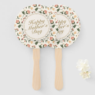 Elegant Happy Mother's Day Floral Frame Hand Fan