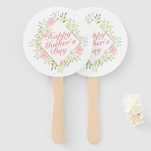 Elegant Happy Mother's Day Floral Frame Hand Fan