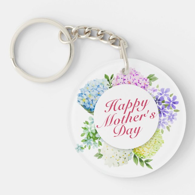 Elegant Happy Mother's Day Floral Frame Keychain (Front)