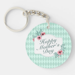 Elegant Happy Mother's Day Floral Frame Keychain