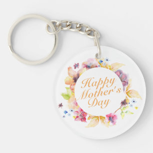 Elegant Happy Mother's Day Floral Frame Keychain