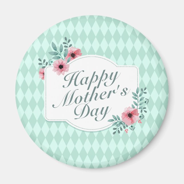 Elegant Happy Mother's Day Floral Frame Magnet (Front)