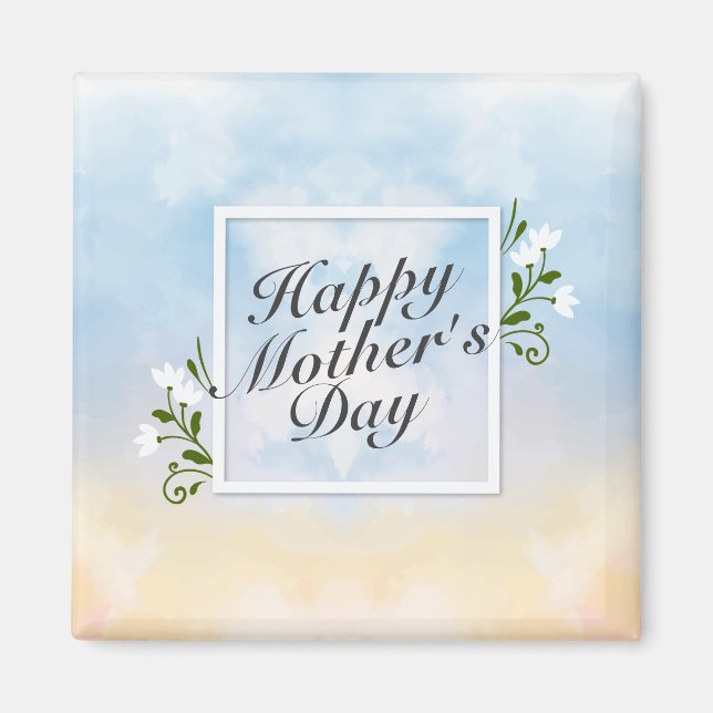Elegant Happy Mother's Day Floral Frame Magnet (Front)