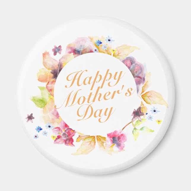 Elegant Happy Mother's Day Floral Frame Magnet (Front)